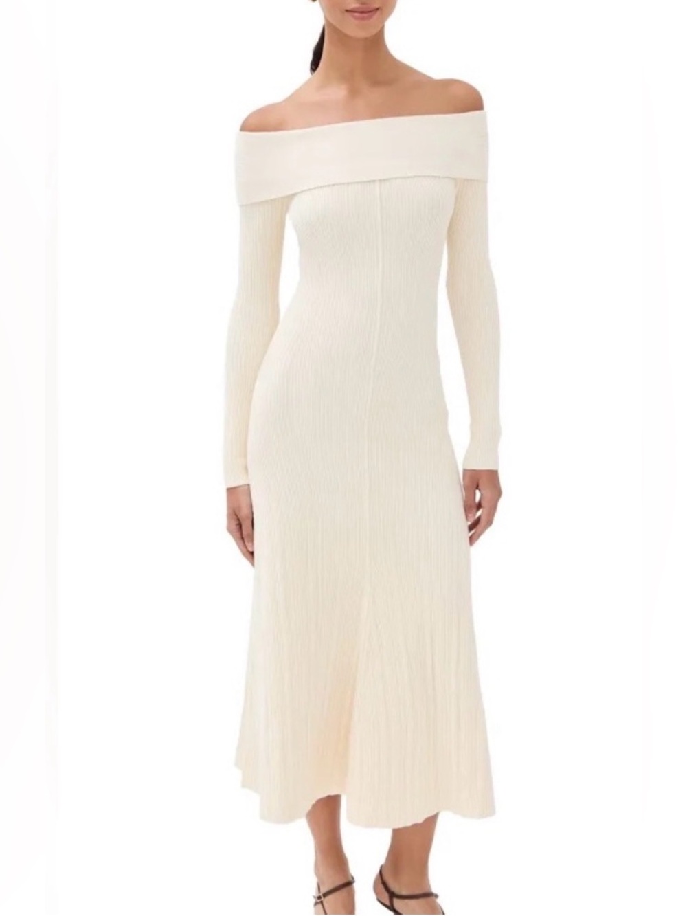 Shopbop LE BOP- Off Shoulder Midi Dress in Antique White- Medium